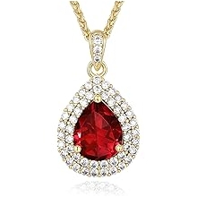 Valentine's Day Gift for Wife/Her-18K Gold Plated Teardrop Birthstone Necklace- with Light-Up Gift Box,Jewelry for Women,Anniversary Birthday Gifts for Women Her Wife Girlfriend Mom,Womens Jewelry