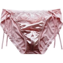 Women&amp;#39;s Sexy Satin Panties Lace Silk Underwear Luxury Low Waist Side Tie Panty Breathable String Bikini Briefs