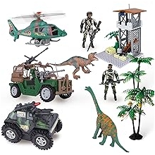 مجموعة ألعاب المغامرات،شخصيات جنود عسكريين،ألعاب رجال الجيش مع المركبات،طائرة هليكوبتر،شاحنة، لعبة الديناصورات،كتل بناء برج المراقبة،لعبة قتالية عسكرية،هدية عيد ميلاد للأطفال الصغار