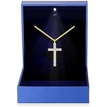 Moissanite Cross Necklace for Women Sterling Silver Gold Plating Necklaces for Wife Christian Cross Pendant Religious Anniversary Jewelry for Her Birthday Christmas Gifts for Wife Girlfriend