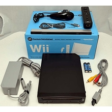 GameStop Premium Nintendo Wii BLACK Video Game Console Home System Bundle Online RVL-001 GameCube (Renewed)
