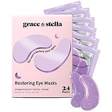 grace &amp; stella Retinol Under Eye Patches for Puffy Eyes &amp; Dark Circles - Restoring Gel Under Eye Masks with Hyaluronic Acid - Christmas Gifts for Teens, Birthday Gifts for Women (Purple, 24 Pairs)