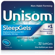 Unisom SleepGels, Nighttime Sleep-aid, Diphenhydramine HCI 50 mg, 32 SoftGels