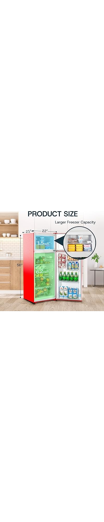 Upstreman 7.7 Cu.Ft. Refrigerator with Freezer, Double Door, Adjustable Thermostat, Large Capacity, Reversible Door Swing, Refrigerator for Apartment, Office, Dorm, Stainless (BD75) on Fridge.com
