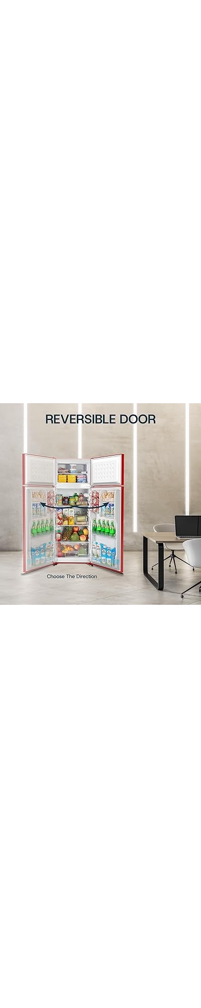 Upstreman 7.7 Cu.Ft. Refrigerator with Freezer, Double Door, Adjustable Thermostat, Large Capacity, Reversible Door Swing, Refrigerator for Apartment, Office, Dorm, Stainless (BD75) on Fridge.com