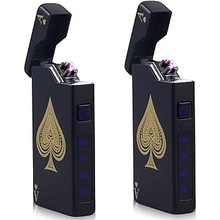 USB Electronic Lighter Pack of 2 Electric USB Lighter Arc Lighter LED Dual Arc Lighter with Battery Indicator Windproof Plasma Lighter with Push of a Button Release Black