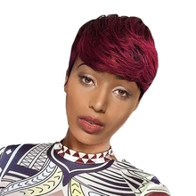 استعمل الشعر القصير بيكسي قص الشعر المستعار غير الدانتيل الجبهة الباروكات قصيرة بوب للنساء السود 150٪ كثافة الشعر البرازيلي العذراء OT99J اللون