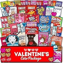 Valentine's Day Gift Care Package (50ct) Snacks Chocolates Candy Box Assortment Variety Bundle Present Kids Adults Boy Girl Guy Friend College Husband Wife Boyfriend Girlfriend Love