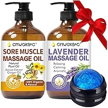 Valentines Day Gifts for Him Her,Gift for Women Men,Massage Oil for Massage Therapy,Lymphatic Drainage-Ginger Oil Sore Muscle Arnica Oil &amp;Lavender Oil Relaxing Massage Oils for Date Night,Massage Ball