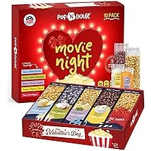 Valentines Day Gifts Movie Night Popcorn Gift Set, Valentines Day Gifts For Her Him, 10 Piece Set, 5 Gourmet Popcorn Kernels and 5 Popcorn Seasoning Flavoring, Kosher, Non-GMO Romantic Movie Night Gift Baskets Idea