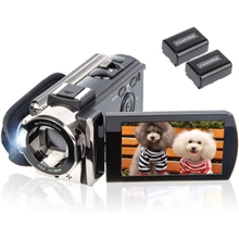 Video Camera Camcorder Digital Camera Recorder Full HD 1080P 15FPS 24MP 3.0 Inch 270 Degree Rotation LCD 16X Zoom Camcorder with 2 Batteries604s