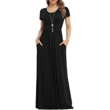 VIISHOW Women&amp;#39;s Short Sleeve Loose Plain Maxi Dresses Casual Long Dresses with Pockets