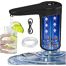 VINMEN Water Dispenser for 5 Gallon Bottle, USB Charging Electric Water Pump for 2-5 Gallon, Portable for Home, Kitchen, and Camping - Black