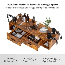 Wall Mount Salon Station with Drawers Styling Cabinet Open Storage Beauty Barber