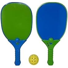 Waloo Sports Pickleball Set, 2 Paddles and Ball, Blue and Green