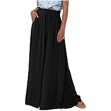 Women's 2026 Summer Wide Leg Palazzo Pants High Waisted Flowy Pockets Spring Casual Lounge Boho Beach Trousers