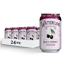 Waterloo Sparkling Water, Black Cherry Naturally Flavored, 12 Fl Oz Pack of 24 | Zero Calories | Zero Sugar or Artificial Sweeteners | Zero Sodium