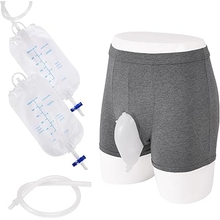 Wearable Urine Collector for Men with Big & Tall Cotton Fixing Pants -Protable Male Urine Collection Bag with 2 Urine Bags (500ml), 1.2M Tube & Adjustable Pants for Bedridden Patients (Large Size)