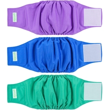 Wegreeco Washable Dog Diapers - Washable Male Dog Belly Wrap- Pack of 3 - Blue,Green,Purple,Small