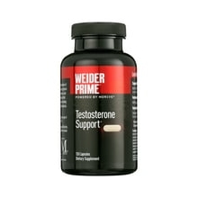 Weider Prime Testosterone Support - Mens Nutrition - Enriched with Vitamins & Minerals - With Ashwagandha, Chromax Chromium, Bioperine & Zinc - Gluten Free - 120 Capsules