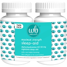 Maximum Strength Sleep-Aid - Diphenhydramine HCL 96 Count Softgel - Twin Pack Relieves Occasional Sleeplessness - Non-Habit Forming