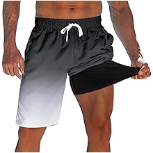 Men's Swim Trunks with Compression Liner 9" Quick Dry Board Shorts