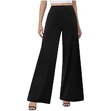 Wide Leg Palazzo Pants for Women - High Waist Casual Beach Lounge Pants Loose Dress Pants Stretchy Trousers