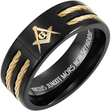 Willis Judd MasonicMan Men&rsquo;s Masonic Titanium Ring Rope Inset, Latin Engraving