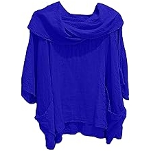 Women Fashion Solid Casual Pleated Blouse with A Three Quarter Cuff Summer Shirts