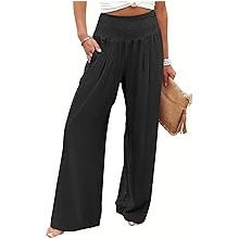 Women Palazzo Pants Summer Flowy Wide Leg High Waist Lounge Trousers with Pockets 2026 Casual Beach Vacation Outfits