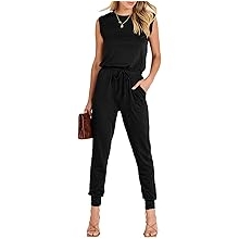 Womens Summer Sleeveless Jumpsuits Casual Dressy Stretchy Crewneck Rompers One Piece Outfits Fall Fashion 2026