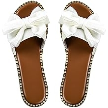 Women's Bow Knot Slides Open Toe Flat Sandals Summer Slip On Slippers