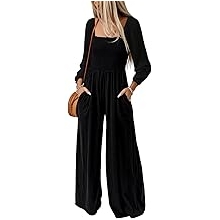 Women's Casual Loose Overalls Jumpsuits One Piece Sleeveless Wide Leg Long Pant Rompers With Pockets