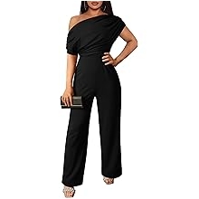 Women's Casual Sleeveless Off Shoulder Wide Leg Long Pant Jumpsuits