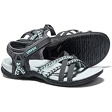 Womens Hiking Comfort Sport Sandals Beach Vacation Camping Casual Sport Sandals with Adjustable Straps and Arch Support