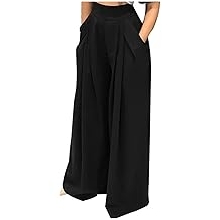 Womens Palazzo Long Pants High Waist Wide Leg Stretchy Loose Fit Casual Trousers with Pocket