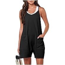 Womens Rompers Summer Casual Loose Sleeveless Overalls Spaghetti Strap Shorts Jumpsuit 2026 Beach Vacation Clothes