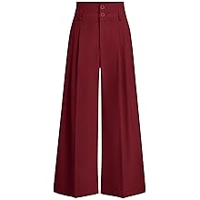 Womens Spring Wide Leg Palazzo Pants 2026 Trendy Loose Button High Waist Pleated Work Business Casual Trousers