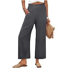 Womens Wide Leg Palazzo Pants Summer Beach High Waisted Cropped Flowy Pants 2026 Dressy Casual Trousers with Pockets