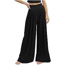 Womens Wide Leg Pants Casual Palazzo Flowy Pleated Trouser Woman Elastic High Waisted Loose Fit Lounge Pant Comfy 2025
