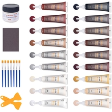 Wood Floor and Furniture Repair Kit - Wood Filler Scratch Repair for Hardwood Laminate Floor Furniture Touch Up Kit, Restore Any Wood, Oak, Cherry, Walnut, 18 Colors with Putty, Gray Brown White Black