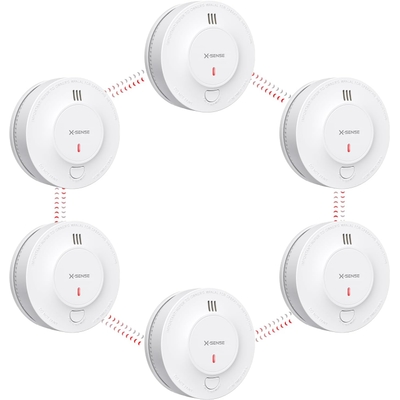 X-Sense Wireless Interlinked Smoke Alarm Detector with Sealed 10-Year Battery, Interconnected Fire Alarm Conforms to EN 14604 Standard, SD19-W, Link, 6-Pack
