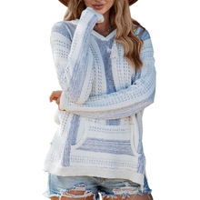 Yacooh Womens Baja Lightweight Beach Hoodie Boho Mexican Striped Sweaters Drawstring Hooded Sweatshirts with Pocket