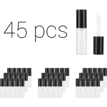 YIPINER Case of 45 packs, Empty Plastic Clear Lip Gloss Tubes Lip Balm Bottle Container Black Transparent 1.2ML Makeup Tool for Women 45 pcs, Black