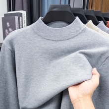 Young and Middle-Aged Fashionable Simple Knitted Bottoming Shirt 2025 Autumn and Winter Half Turtleneck Pure Color Versatile Knitted Long Sleeves