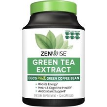 Zenwise Health مستخلص الشاي الأخضر مع EGCG & Green Coffee Bean - ملحق مضاد للأكسدة والمناعة &ndash;دعم التمثيل الغذائي صحة القلب والدماغ تعزيز الذاكرة - 120 عدد