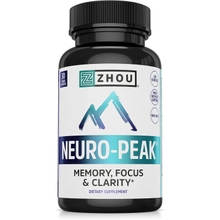 Zhou Neuro Peak Brain Support Supplement | Memory, Focus &amp; Clarity Formula | DMAE, Rhodiola Rosea, Bacopa Monnieri, Ginkgo Biloba &amp; More | 30 VegCaps
