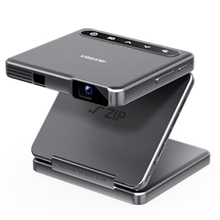 ZIP Tri-Fold Truly Portable DLP Projector, Pocket Size, Zero-Lag Focus, One-Click Screen Mirroring, Full-Screen Mode, Type-C Fast Charging, 5,000mAh Battery, Indoor Outdoor Mini Projector, Grey